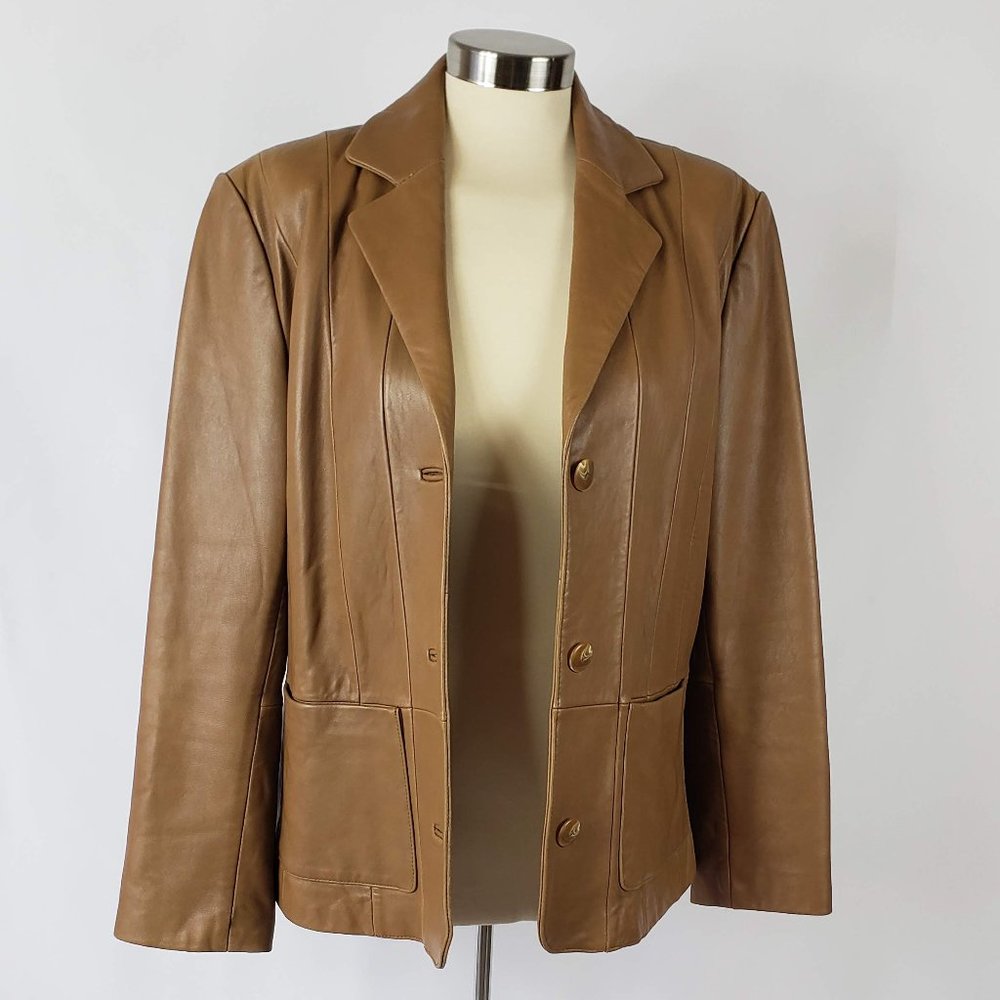 Monterey Bay Tan Brown Leather Blazer Jacket